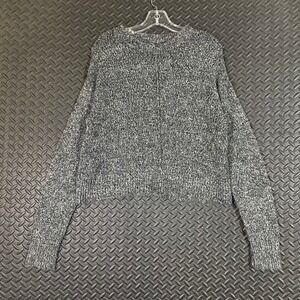 My Yet Again Cropped Sweater Knit Pullover Long Sleeve Heather Gray Women Size M